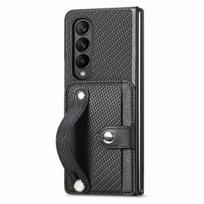 Skirtas Samsung Z Fold 4 smūgiams atsparus anglies pluošto sulankstomas dėklas, skirtas Samsung Galaxy Z Fold 4 5g Zfold4 kortelių lizdo maišelis Coque for samsung Z Fold 4 juoda