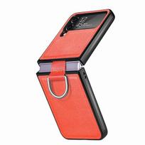 Lengvas Plonas Odinis Mobiliojo Telefono Dėklas Samsung Galaxy Z Flip 4 5g Flip4 Flip 3 Flip3 Apsauga nuo Kritimo Su Žiedu Laikikliu for Samsung Z Flip 3 oranžinė