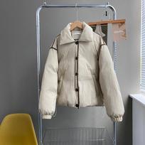Moteriška žieminė rudeninė striukė, stovi apykaklė, trumpa vienaeilis vienspalvis paltas Preppy Parka Moteriški prašmatnūs viršutiniai drabužiai, moteriški L