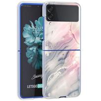Marmurinis dėklas, skirtas Samsung Galaxy Z Flip 4 5g skaidrus kietas mobiliojo telefono dangtelis Zflip Clear PC Luxury Shell Coque Samsung Z Flip4 5G