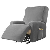 Seater Velvet Recliner Sofa Covers Lounger Chair Slipcovers For Living Room Couch Pets Covers Furniture Protector Elastic gray