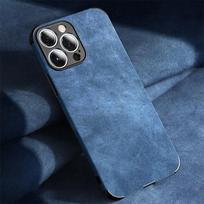 For Iphone 13 Pro Max Lambskin Leather Case For Iphone 14 13 12 11 Pro Max Xr Xs X 14pro Soft Silicone Shockproof Phone Cover For iPhone 14 mėlyna