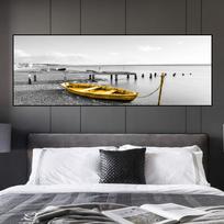 Natūrali Auksinė Valties Juodo Medinio Tilto Peizažo Drobės Tapybos Plakatai ir Spaudiniai Sienos Meno Paveikslai Namų Dekoras Be Rėmo 20*40cm gray