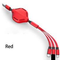 3in1 USB laidas, skirtas IPhone Type-C įkroviklio įkrovimui Micro USB teleskopinis prailginamasis telefono laidas 3in1 cable raudona
