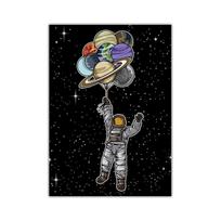 Astronautas su planeta Animacinis vaikų darželis Plakatas Mielas meno spaudinys Sienų piešinys Dekoracija Paveikslėlis Šiaurės šalių vaikų kūdikio kambario dekoras 21*30cm