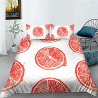 3D Fruit Bedding Microfiber Quilt Cover and Pillowcase 2 or 3 Pieces of Fresh and Comfortable Zipper Washable Super Soft Home Decoration Baby 100x135cm red