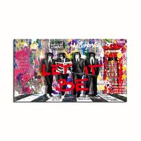 Pop Street Art Let It Be Canvas Painting Gentleman Monkey Wall Art Posters and Prints Modern Graffiti Picture for Interior Decor 20X40cm No Frame black