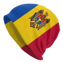 Šauni Moldovos vėliava Skullies Pupelės Unisex Moterys Žiema Šilta Slouchy Beanie Skrybėlė Mezgimas Kapoto kepuraitė slidinėti One Size blue