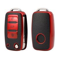 Naujas minkštas odinis TPU automobilio rakto dėklo dangtelis, skirtas VW Volkswagen Polo Tiguan Passat B5 B6 B7 Golf 4 5 6 MK6 Jetta Lavida, skirtas Skoda Octavia raudona