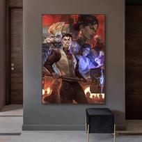 medžio masyvo rėmas Arcane League of Legends Plakatas Žaidimas Jinx Vi Jess Yasuo Plakatai Drobės Tapyba Sienų Menas Namų dekoras Šiuolaikinis žaidimų kambario dekoras 15*20cm(with frame) gray