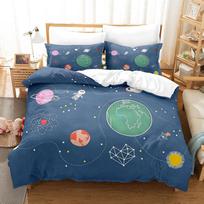 3D Planet Bedding Set Space Printed Duvet Cover Pillowcase 2/3 Pieces Soft Home Textile for Children's Room or Space Fans Room Baby 100x135cm