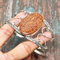 Mariam Jasper Gemstone Handmade  925 Sterling Silver Adjustable Bangle Jewelry Adjustable ruda