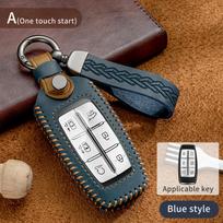 For Hyundai Genesis Crazy Horse Leather Car Key Cover Case G80 GV70 GV80 2019 2020 Remote Key Holder Car Accessories Keychain juoda