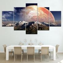 Canvas Frame 5 Panels Canvas HD Print Huge Red Planet Wall Art Picture For Living Room Painting Decoration No Frame 20x35cm*2  20x45cm*2  20x55cm*1