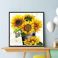 5D PASIDARYK PATS Deimantinė tapyba Saulėgrąža Deimantinė siuvinėjimas Pilnas klojimas Anime Kryželiu rinkiniai Namų dekoras Rankų darbo dovana Round 30x30cm yellow