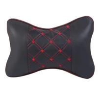 1/2pcs Universal Car Neck Pillows Both Side Pu Leather Pack Headrest for Head Pain Relief Filled Fiber Car Inerior 1pcs-Beige beige