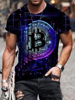 Vyriški marškinėliai Vyriški Drabužiai Unisex Bitcoin Graphic 3D Printing Marškinėliai Vasariniai palaidinės trumpomis rankovėmis Mada Kasdieniai dideli marškinėliai 6XL black