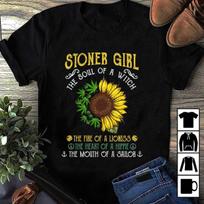 Stoner Gril The Soul Of A Witch The Fire Of A Lioness The Heart Of A Hippie The Mouth Of A Sailor Unisex T-shirt S