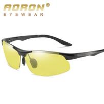 AORON Fashion Night Vision fotochrominiai poliarizuoti akiniai nuo saulės klasikiniai vairuotojo akiniai, aliuminio magnio rėmeliai, vyriški akiniai juoda