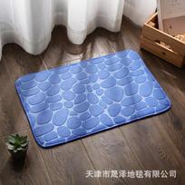 Coral Velvet Embossed Pebbles Bathroom Floor Mat 3D Memory Texture Sponge Non-slip and Water-absorbent Home 40*60