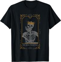Aukštosios kunigaikštienės Arcana Taro kortų raganavimo skeletas Goth Unisex marškinėliai S gray