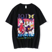 Manga Jojo Bizarre Adventure Stone Ocean Cujoh Jolyne Print Tshirt Unisex Women Anime Tee Shirt Streetwear Unisex Oversized T-shirt L black