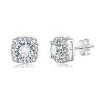 Kvadratinio kirpimo balto aukso 1CT moissanite auskarai moterims S925 sidabro D spalvos moissanito auskarai vestuvinės dovanos 0.5CT VVS1 5.0mm