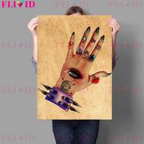 Vampire Raven Queen And Witch Hands Vintage Wall Art Canvas Painting Abstract Priestess Witchcraft Art Poster And Print Decor No Frame 21*30cm
