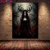 Winter Witch In The Snow Vintage Wall Art Canvas Painting Mysterious Forest Queen Art Poster And Print Home Decoration No Frame 21*30cm