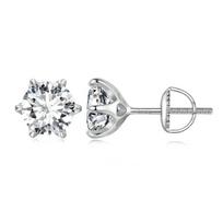 D spalvos 2CT moisanito auskarai-studukai, širdelės formos tuščiaviduriai auskarai, šeši karūnos dantukai, apvalaus pjūvio laboratorinis deimantas, platinos danga, moterims, vestuvėms 1CTx 2PCS