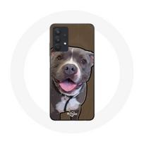 Coque pour Samsung Galaxy A32 5G Chien Pitbull Blanc gris balta