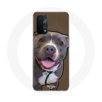 Coque pour Oppo A74 5G Chien Pitbull Blanc gris balta