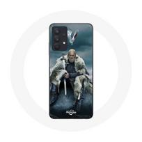 Coque pour Samsung Galaxy A32 5G Vikings Série Saison 6 Ragnar Lothbrok logo V Epée Gris Fond Brouillard pilka