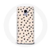Coque pour Samsung Galaxy A6 2018 Fond de texture abstraite coeurs noirs