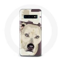 Coque pour Samsung Galaxy S10 Plus Chien de Pitbull Blanc