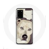 Coque pour Samsung Galaxy S11 PLUS Chien Pitbull Blanc dessin balta
