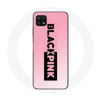 Coque pour Samsung Galaxy A22 5G Blackpink Groupe de K-pop Logo Noir Rose Fond Rose