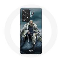 Dėklas Samsung Galaxy A52 Vikings Serialas 6 Sezonas Ragnar Lothbrok logotipas V Kardas Pilkas Miglotas Fonas