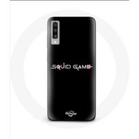 Coque pour Samsung Galaxy A70 Squid Game logo Fond Noir