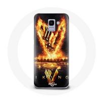 Coque pour Samsung Galaxy A6 2018 Vikings Série Saison 6 logo V Epée de Feu Fond Noir