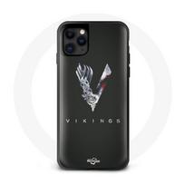 Coque pour Iphone 12 Mini Vikings Série Saison 6 logo V Epée Gris Fond Noir
