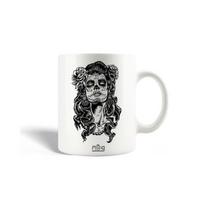 Mug en Céramique Tête de mort du Fille Noire Blanche du mexique