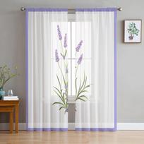 Violetinės gėlės Levandų romantika Tiulio užuolaidos Svetainės dekoravimui Modernios Šifono permatomos Voile virtuvės užuolaidos 135W x 114H(cm)