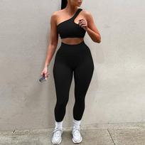 Harajuku Fashion Two Piece Sets Women Patchwork Sexy Solid Top Elastic Sport Pants Female Casual Tracksuit Streetwear Vacation Y2K S juoda