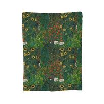 Farm Garden With Flowers - Klimt Artsy Sticker Blankets Flannel Throw Blanket Cover for Bed Living room Picnic Travel Home Sofa 75x100cm 30x40in black