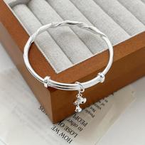Full Body S999 Foot Silver Bracelet, Dreamy Silver Ribbon Wrapped Christmas Bell Bracelet, Runaway Princess Silver Bracelet Adjustable size