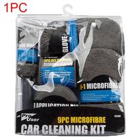 9vnt Automobilių plovimo valymo rinkiniai Mikropluošto rankšluosčiai Skaistalai Sponge Wash Glove Polish Care Aplikatoriaus pagalvėlės Automobilių detalių plovimo įrankiai pilka