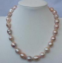 Natural Pink Nucleated Flameball pearl necklace 17inch