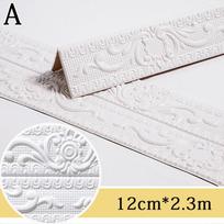 WTEMPO 1vnt vienspalviai grindų kampiniai sienų lipdukai Paprasti lipni juosmens linija 3D reljefinis namų dekoravimas 12*2.3cm balta