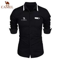 Camel Spring and Autumn New European Size Shirt Men's Leisure Fashion Business Men's Embroidery Brand Long Sleeved Shirt S